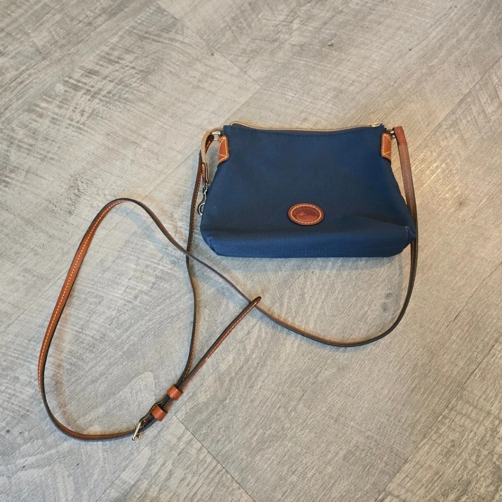 Dooney & Bourke Blue Crossbody with Brown Leather Trim